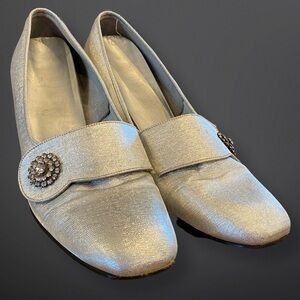 60s Metallic Silver Dancing Shoes - Size 7